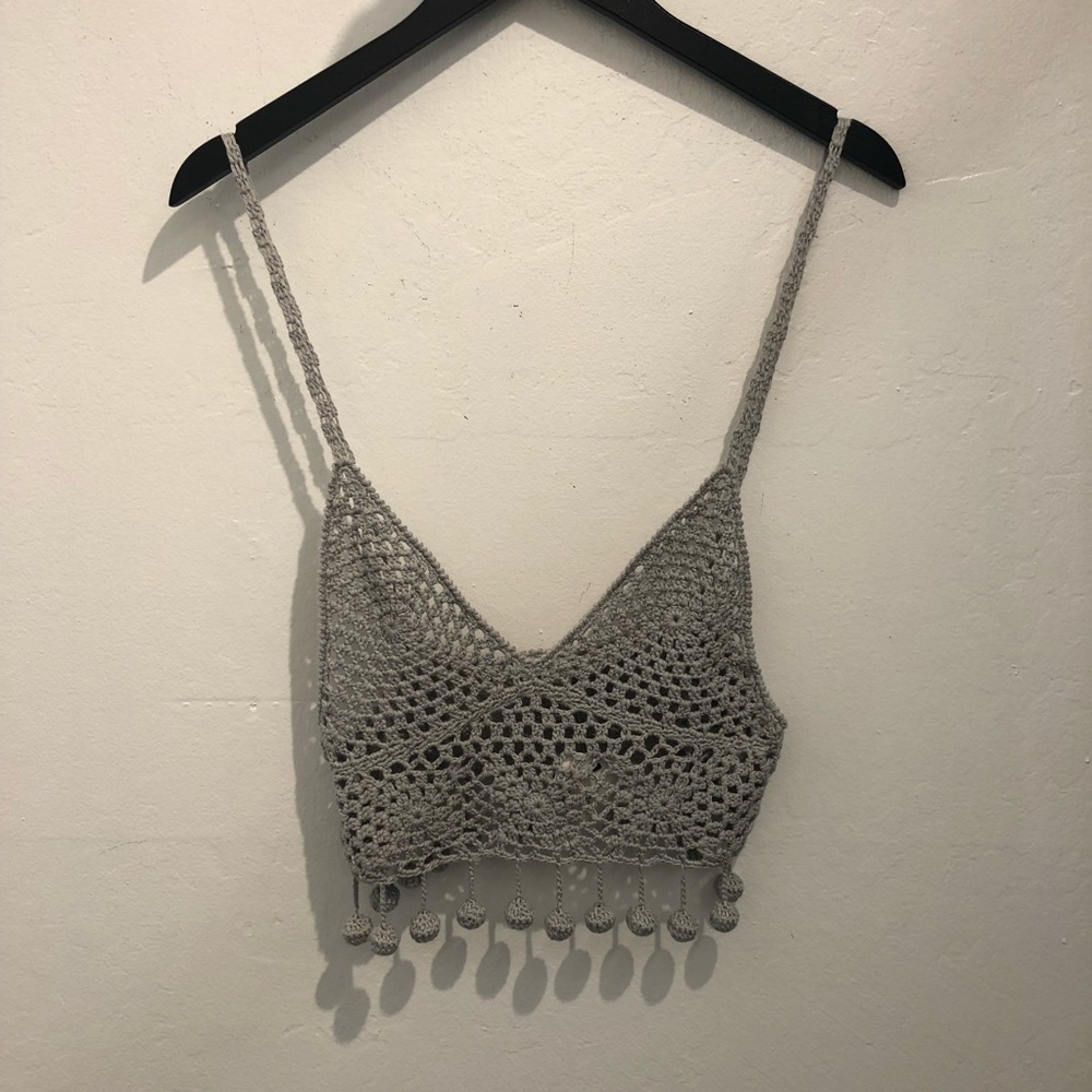 Pom Pom Crochet Crop Top